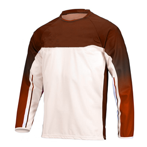 Maillot de football pour homme à col rond et manches longues, rouge et blanc, blocs de couleur, en polyester anti-humidité, coupe classique, pour toutes les saisons - Product Image 3