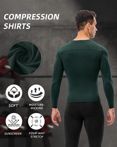 Men MMA Rash Guard Compression Shirt Crew Neck <b>Long</b> <b>Sleeve</b> Athletic <b>Base</b> <b>Layer</b> Rash Guard For Gym Training Running Cycling Top - Product Image 5