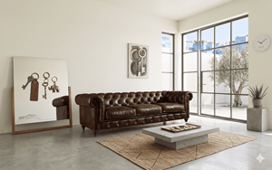 Modern Luxury 3 Seater Chesterfield <b>Sofa</b> Super Soft Tufted Genuine Tan Leather Couch Living Room Furniture Home Furniture Set - Product Image 1