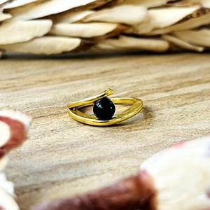 Latest Design Black Onyx <b>Ring</b> Minimalist Brass <b>Rings</b> for Women 18k Gold Plated <b>Dainty</b> Geometric <b>Ring</b> for Wholesale/OEM/ODM - Product Image 1