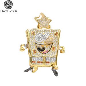 Charm_Jewells Bob Esponja Moissanita Perla de Agua Dulce Plata 925 Chapado en Oro 22K Micro Pavé Temática de Dibujos Animados Unisex Hiphop IGI - Product Image 3