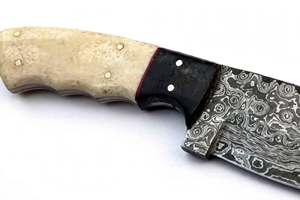 Cuchillo de Cocina Artesanal de Acero Damasco con Diseño de Gota de Lluvia, Mango Liso de Hueso, para Rebanar - Product Image 6
