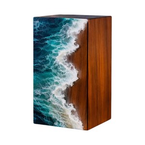 Handmade Ocean Wave Resin <b>Box</b> Coastal Wood Decor <b>for</b> human <b>ashes</b> medium size 9x5.5 urn <b>box</b> - Product Image 1