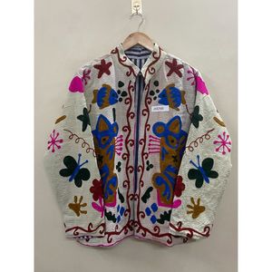 Handmade 100% Cotton Kantha Embroidered Winter/<b>Spring</b> Eco-Friendly <b>Women's</b> One-of-a-Kind Full Sleeve Floral Pattern Bohemian - Product Image 2