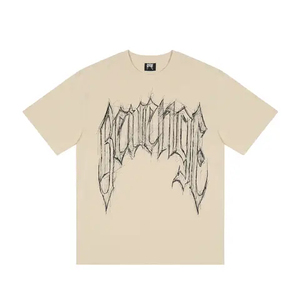 Men's <b>Gothic</b> Print Short Sleeve T-<b>Shirt</b> O-Neck Regular Fit Cotton Jersey Front Logo Pattern Letter Design - Product Image 2