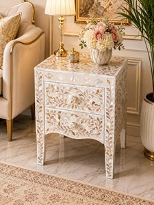 Meubles de salon artisanaux naturels, meubles en nacre, table de chevet en nacre, taille personnalisée, décoratifs - Product Image 1