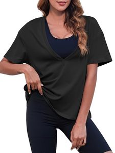 Camiseta Oversize con Cuello en V, Algodón Premium Suave, Manga Corta para Mujer, Venta al Por Mayor - Product Image 1