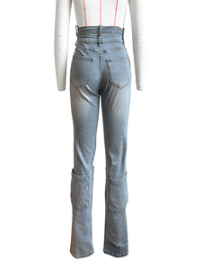 Jeans baggy pour femmes, pantalons en denim coréens hip-hop, vêtements de mode, jeans Rock Revival pour femmes - Product Image 4
