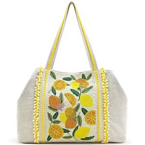 Bolso de Hombro de Lona Bordado con Temática Oceánica para Mujer, Hecho a Mano con Cuentas de Concha, con Cierre de Cremallera y Abierto, para Primavera/Invierno/Verano - Product Image 6