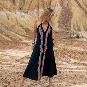 Vestido Largo sin Espalda de Algodón Crudo Estilo Bohemio Hippie Inspirado en Festivales para Mujer, Cómodo y con Toque Natural - Product Image 4