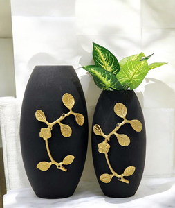 Juego de Jarrones de Metal Contemporáneos con Diseño de Hojas Doradas, Hechos a Mano, Resistentes al Óxido, para Bodas y San Valentín - Product Image 2
