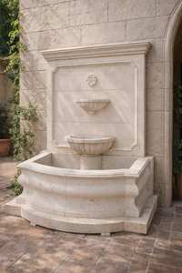 Fontaine en marbre blanc sculptée à la main HAYAT INDUSTRIES avec un design moderne, écologique, durable, résistante au feu et à l'eau, pour une utilisation en extérieur - Product Image 3