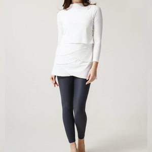 Traje de Baño Deportivo Islámico Modesto de 2 Piezas para Mujer, Corte Alto, Material Ecológico, Cierre de Cremallera Frontal con Logotipo, para Playa, Verano - Product Image 1