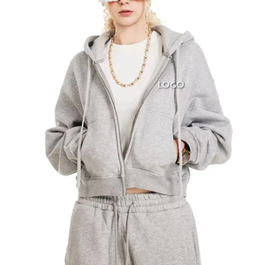 Vocksin Exports <b>Black</b> High Quality Casual Loose Regular Solid Color Vintage <b>Women's</b> Zipper <b>Hoodies</b> 100% Cotton Winter Wholesale - Product Image 5