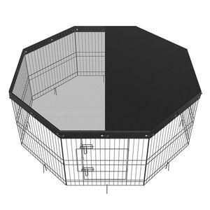 Recinto per Cani Pieghevole in Metallo a 8 Pannelli, 60 cm di Altezza, con Pali di Fissaggio e Copertura Superiore per Esercizio - Product Image 4