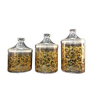 Bote acrílico para dulces, diseño dorado, hermético - Product Image 1