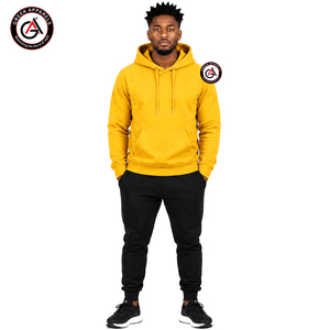 Sudadera con Capucha de Forro Polar Amarillo para Hombre, Marca Greek Apparels, Corte Regular, Color Sólido, Diseño con Bolsillos, Ropa Casual de Invierno, 300g, Transpirable - Product Image 1