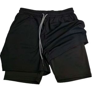 Wholesale 2 in 1 Solid Quick Dry Custom Logo Gym Training Running Shorts with Inner Compression <b>Liner</b> OEM Sportswear - Product Image 2