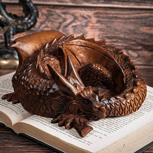 Figura de Dragón de Madera Hecha a Mano, Estatua de Dragón de Madera Sólida, Obra de Arte Decorativa por AYAANS CREATIONS - Product Image 3