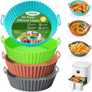 Lot de 4 doublures en silicone alimentaire pour friteuse à air, 8 pouces, réutilisables, accessoires pour panier de friteuse à air intelligente - Product Image 1