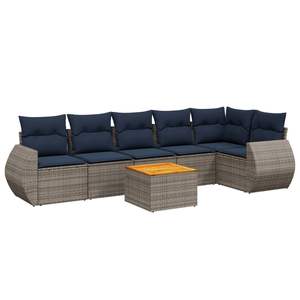 Set Divano da Giardino in Polyrattan Grigio a 7 Pezzi con Cuscini - Collezione Arredamento Patio - Product Image 2
