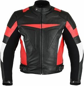 Blouson de moto en cuir imprimé coupe-vent robuste avec protections CE pour homme et femme, idéal pour le touring et la conduite urbaine - Product Image 1