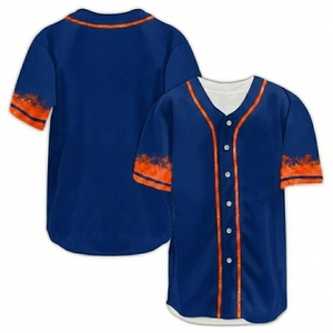 Custom Baseball Jersey Unisex Adult Short Sleeve V-Neck Breathable Polyester Sports Apparel Sublimated Print All Seasons - Product Image 1