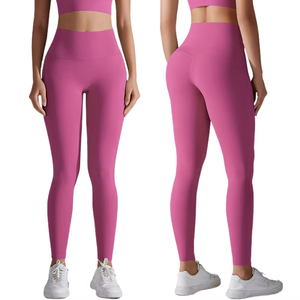 Leggings de yoga légers pour femmes, best-sellers, nouveau design avec logo personnalisé à la taille, tissu tricoté, prix de gros, taille élastique - Product Image 1