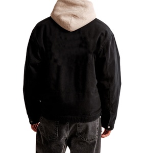 Streetwear de haute qualité Veste de travail vintage délavée avec logo personnalisé Veste d'extérieur en toile de coupe décontractée en coton pour hommes - Product Image 3