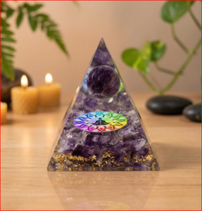 Pirámide de Orgón de Cristal Transparente con Esfera de Amatista Púrpura Tallada a Mano, Decoración para Meditación, Regalo para el Hogar u Oficina - Product Image 5