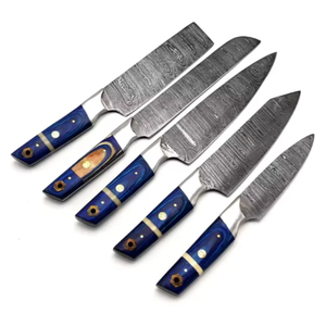 Juego de Cuchillos de Damasco LEGACY BLADES Premium, los Más Vendidos, con Mango de Madera, Forjados a Mano, Cuchillos de Cocina para Chef con Bolsa de Cuero Enrollable - Product Image 1