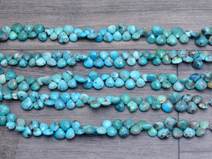 Turquoise 7mm-8mm Heart Faceted Briolette <b>Beads</b> Natural Arizona Turquoise Semi Precious Gemstone <b>Loose</b> <b>Beads</b> For Jewelry Making - Product Image 2