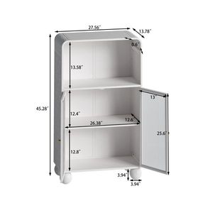 Mobiletto da Bagno Salvaspazio da 115 cm con Anta in Vetro e Ripiani, Unità Espositiva e Contenitore - Product Image 3