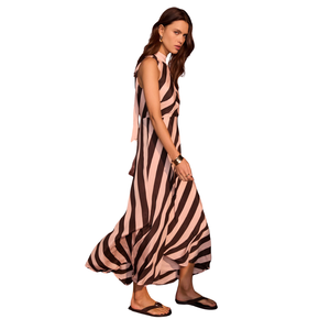 Vestido maxi informal con estampado floral para mujer, vestido con cuello cuadrado y aberturas - Product Image 4