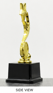 Golden Plastic or Fiber Star Trophy with Engraving <b>Plate</b> on Black Base for Sports and Games Recognition - Product Image 4