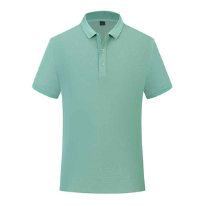Chemise en coton tricoté pour homme, manches courtes, couleur unie, design décontracté, tissu respirant, broderie personnalisée du logo sur le devant, été - Product Image 1