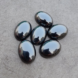 Hematite noire naturelle, cabochon de forme ovale, dos plat, qualité calibrée AAA, pierre précieuse lisse pour la fabrication de bijoux, toutes tailles - Product Image 1
