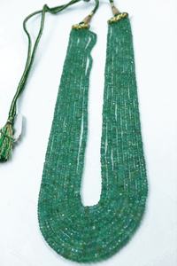 Nouveauté Collier artisanal en pierres précieuses naturelles émeraude zambienne facettée en forme de rondelle 3-5 mm - Product Image 2