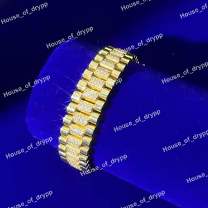 Bracelet à maillons épais en moissanite, finition rhodiée, avec diamant rond taille brillant pour homme - Product Image 4
