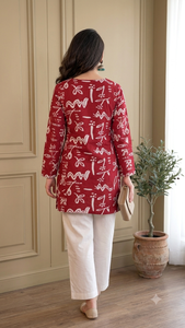 Tunique décontractée pour femme à col carré, manches longues, imprimé floral, en coton respirant, pour tous les jours, printemps, été, automne, hiver - Product Image 4