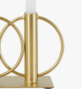 Latest product Luxury Geometric 3-Ring <b>Brass</b> Plated Candle Stand | Modern Abstract Circle Triple Taper <b>Candlestick</b> <b>Holder</b> - Product Image 4