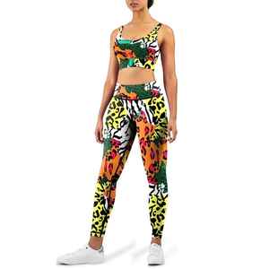 Solid Traders Professional Manufacturer Sublimation Print Activewear Yoga Set For Women Stretch Workout Wear Top And Leggings - Product Image 1
