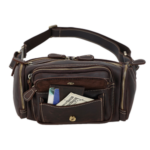 Sac banane homme en cuir véritable de qualité supérieure, style vintage, fermeture éclair, multi-poches, sac bandoulière pour usage quotidien - Product Image 2