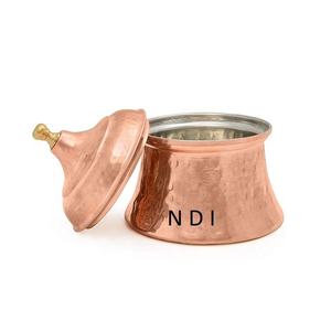 Diseño martillado Tapa de vidrio Decoración Contenedor de alimentos Buffet Sirviendo Olla de cobre con olla interior de acero inoxidable para uso doméstico - Product Image 5