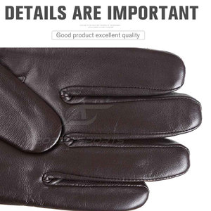 Gants en cuir premium pour hommes - Gants d'hiver doux et chauds compatibles avec les écrans tactiles, design écologique longueur poignet, style décontracté, doublure en polyester - Product Image 5