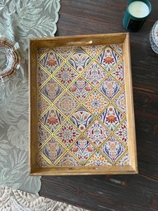 Nuevas Bandejas de Madera para Servir con Diseño de Mandala, Kit de Pintura de Diamantes DIY con Asa, Aptas para Lavavajillas, Reutilizables para Decoración de Cocina - Product Image 2