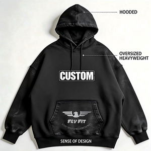 เสื้อฮู้ดโอเวอร์ไซส์ผู้ชาย Fly Fit ผ้าฝ้าย 100% เฟรนช์เทอร์รี่ สไตล์ลำลอง สตรีทแวร์ สำหรับฤดูใบไม้ร่วง - Product Image 1