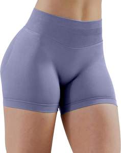 Shorts de yoga pour femmes, personnalisés, sans couture, respirants, couleur unie, taille élastique, poche latérale - Product Image 3