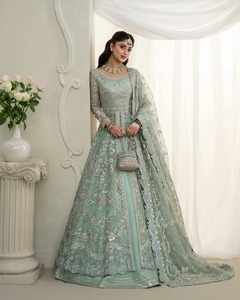 Elegant Mint <b>Green</b> <b>Silk</b> Lehenga Choli Embroidery Floor-Length Traditional Wedding Dress for Women India Pakistan Party High - Product Image 4