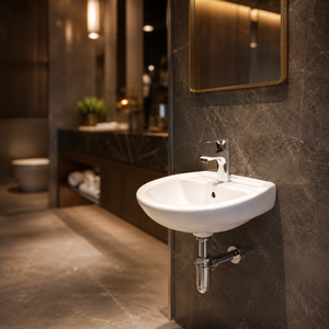 Modern Oval Nano Polished Granite Finish <b>Wall</b>-Hung Wash Basin 5-Year Warranty-Easy Clean for Bathroom/Washroom Hospital Home - Product Image 2